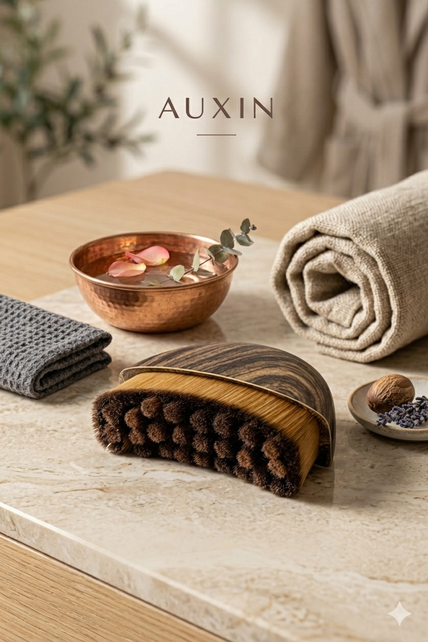 AUXIN Contour Facial Brush – Anwendung für Gesicht und Hals